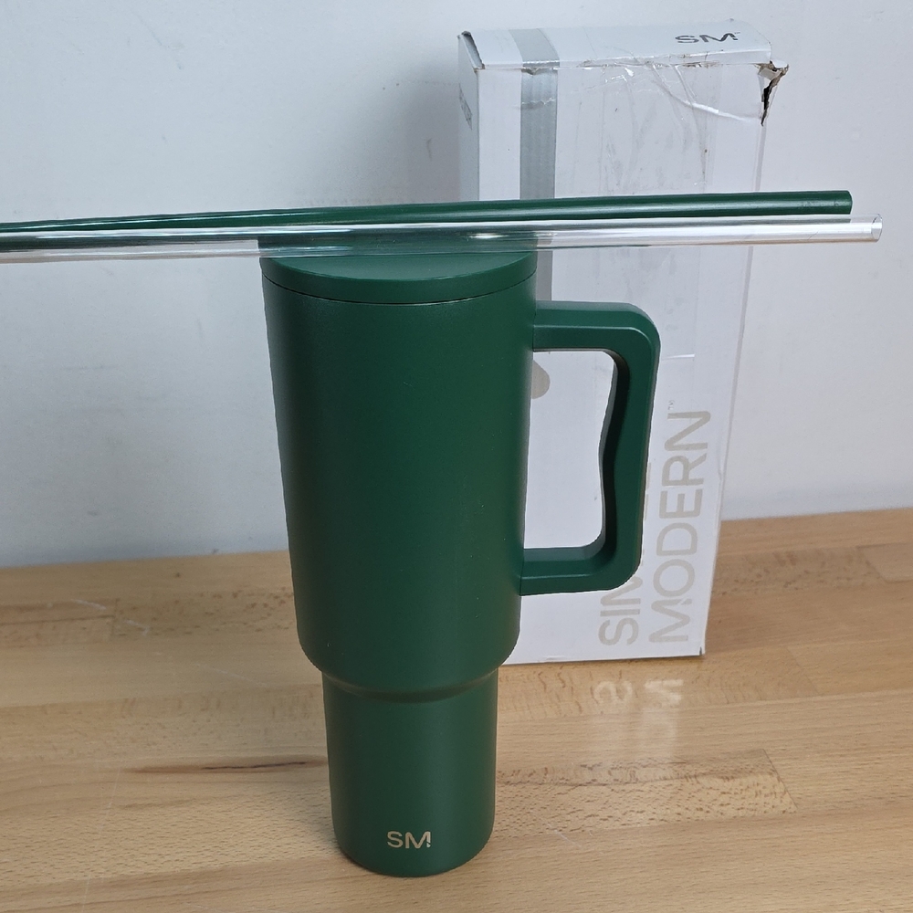 SM Green Insulated Travel Coffee Mug with Handle